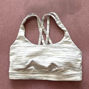 Lululemon Women’s Energy Bra, Medium Support, B-D Cups, Ice Space Grey/White, 6